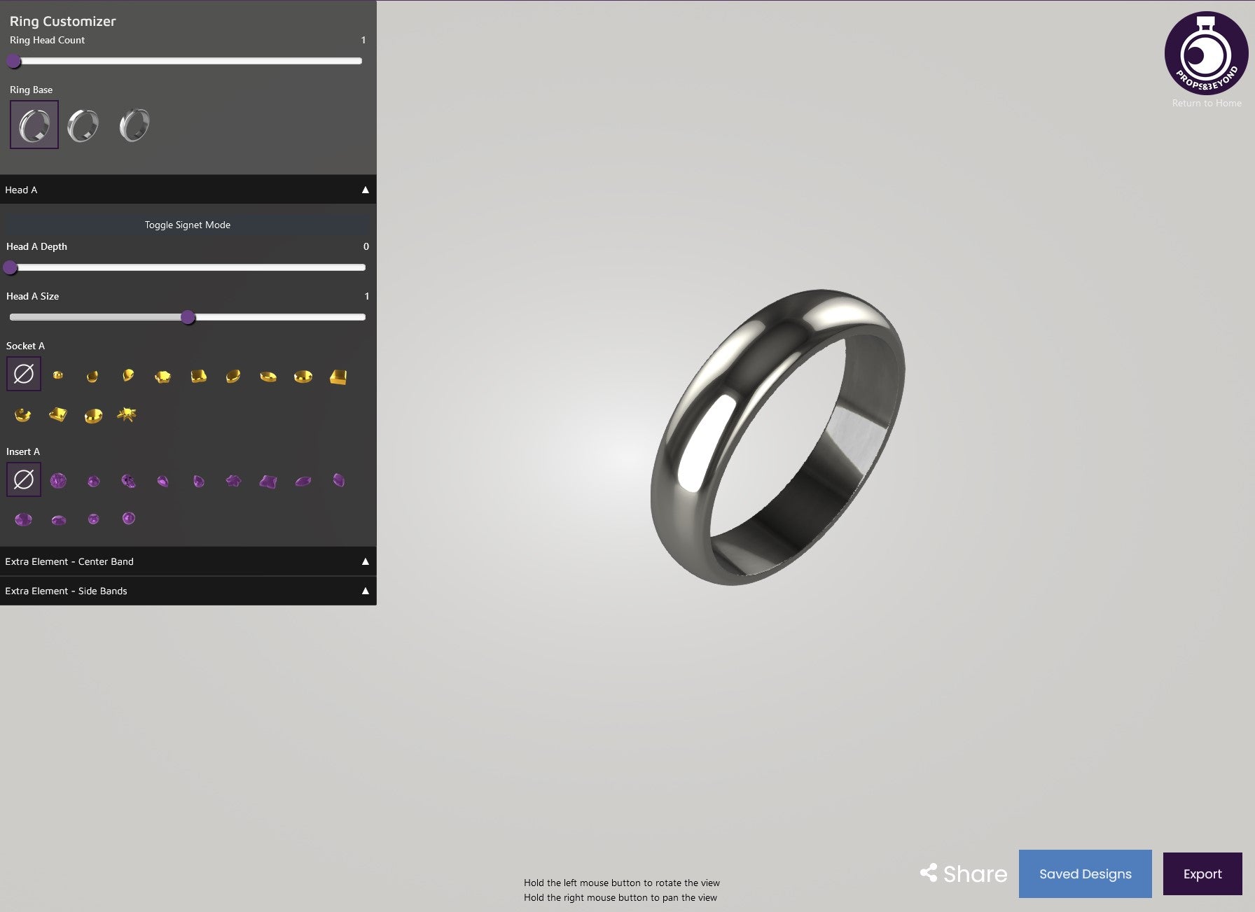 Default ring in the Ring Customizer by Props & Beyond